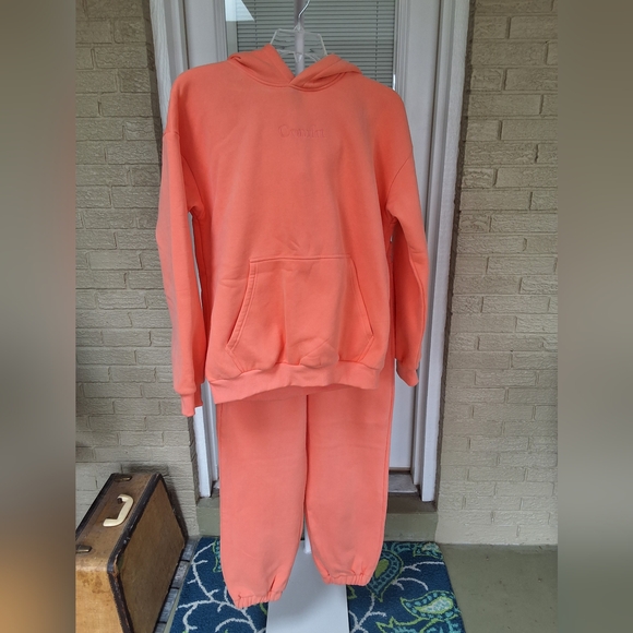 NWOT Comfrt Set Coral Hoodie and Sweatpants Set for Casual Comfort - Picture 1 of 9